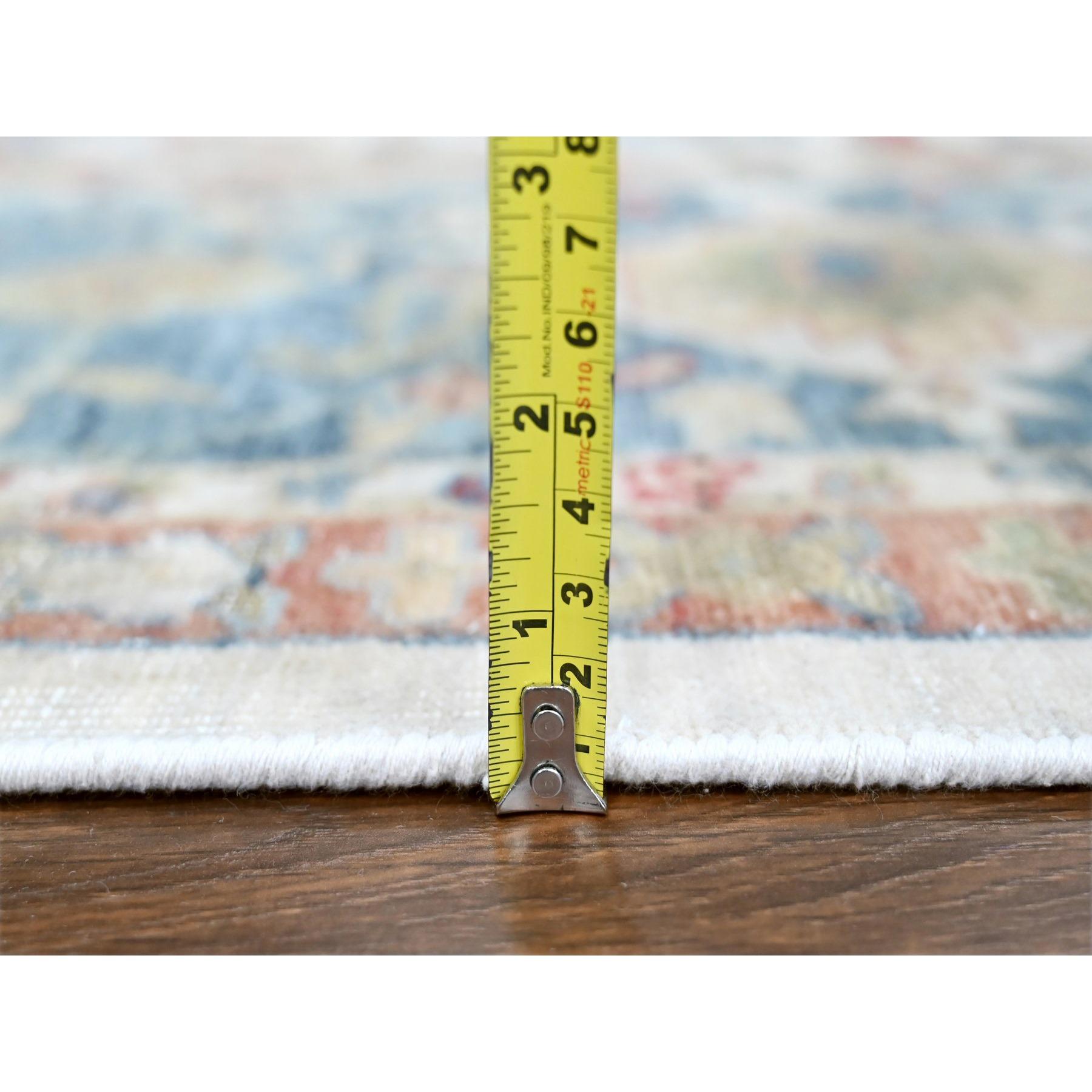 12'x15' Pearl White 100% Wool Hand Knotsed Antiqued Persian Distressed XL Rug (Tapis persan vieilli) en vente 2