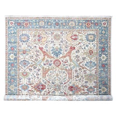 12'x15' Pearl White Wool Hand Knotted Antiqued Persian Distressed XL Rug