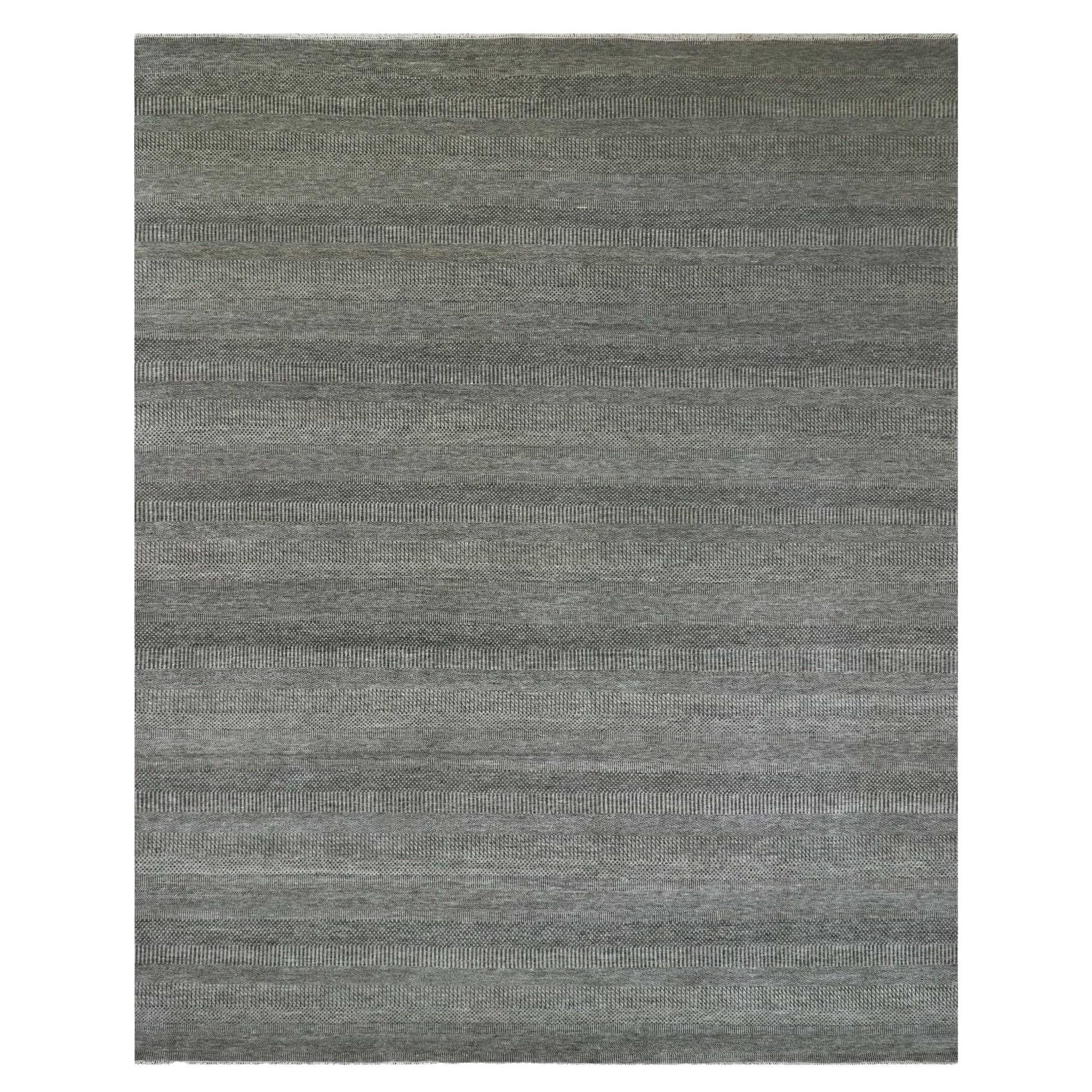 12
x15
 Peppercorn Gray Undyed Wool Hand Knotted Grass Oversized Oriental Rug For Sale