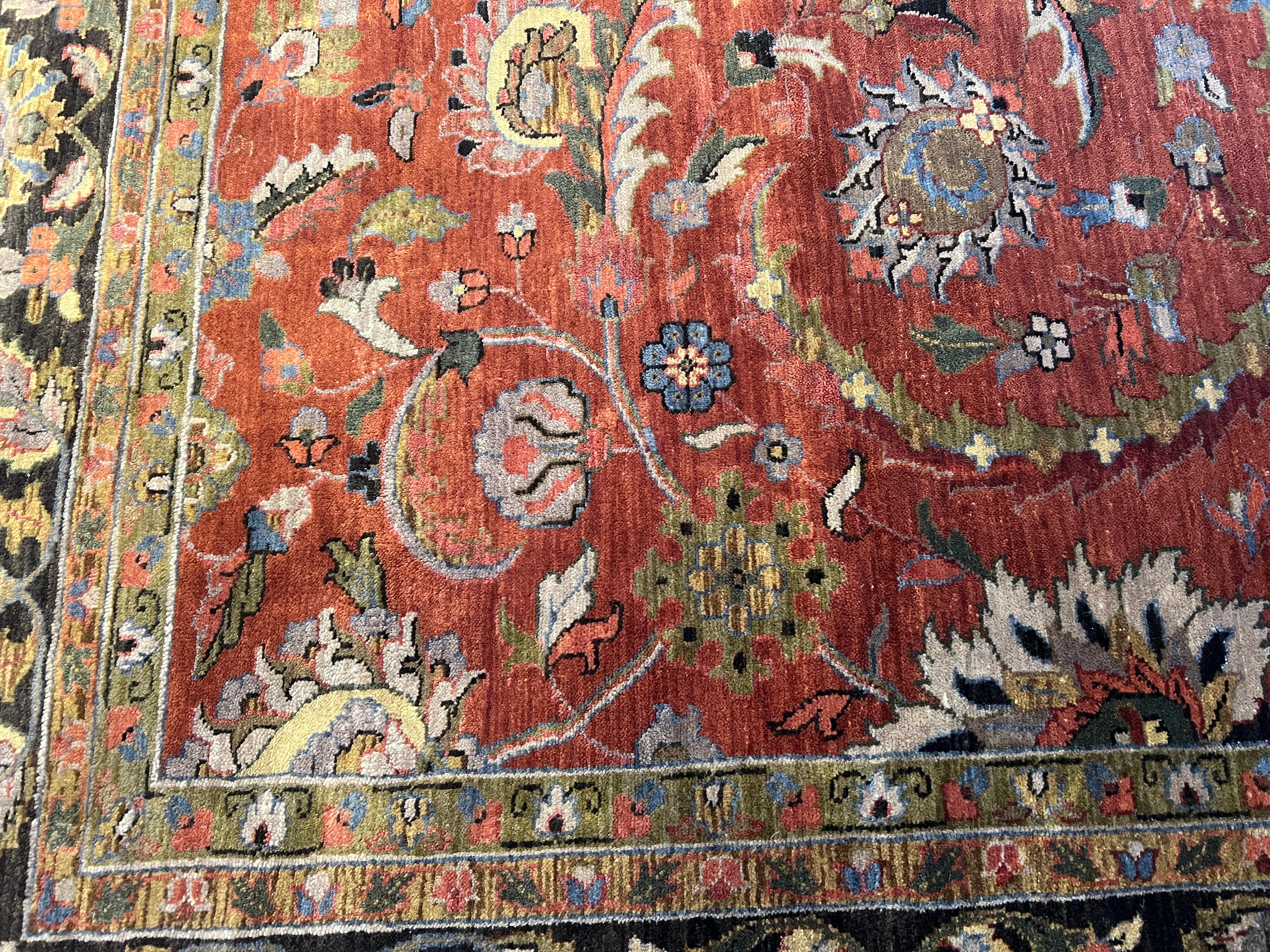 12'x15' Persischer Design Reds Floral Teppich im Angebot 1