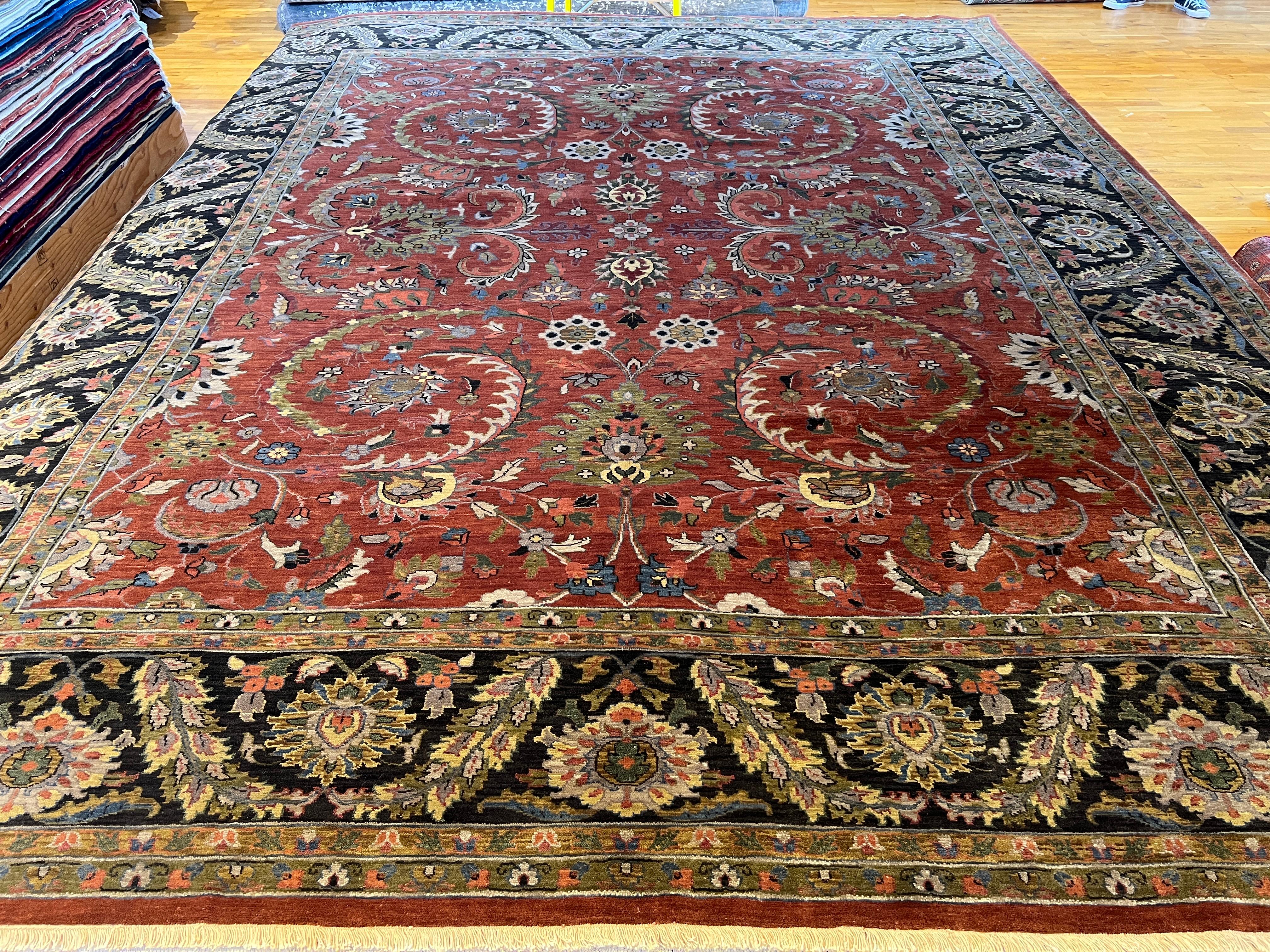 12'x15' Persischer Design Reds Floral Teppich im Angebot 2