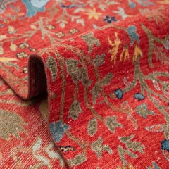 12x15 Red Colorful Birds And Peacocks Garden Hand Knotted Wool Rug ( JC-8194 )