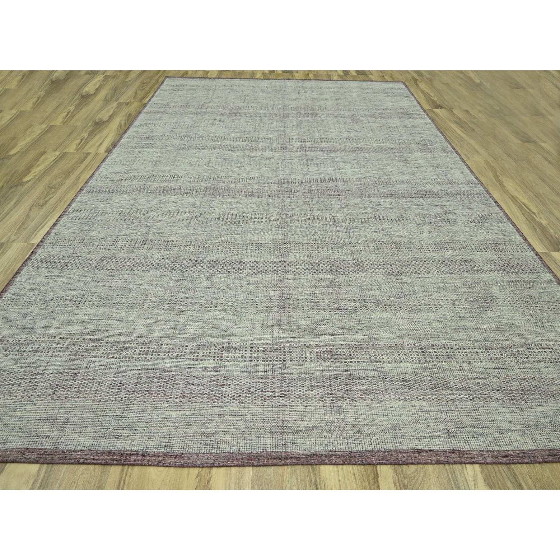 Wine Red with Ivory, Distressed and Oxidized Grass Design with Exposed Warps, Organic Wool, Hand Knotted, XL, Oversized, Oriental Rug
Primary materials: Wool
Latex: No Pile 
height: 0.25 Inches
Style: Contemporary
Primary color: Red
Secondary