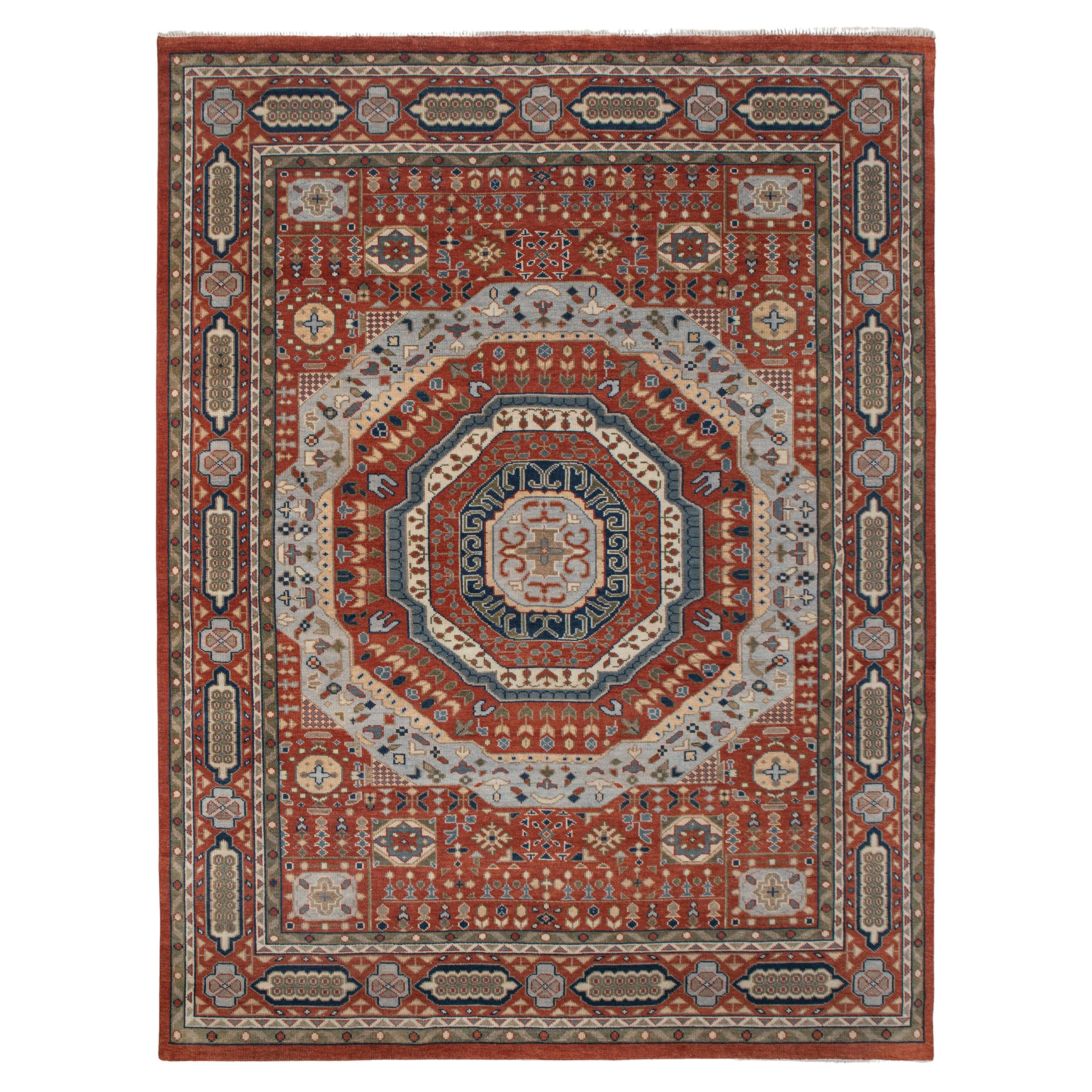 12x15 Red Persian Mamluk Hand Knotted Wool Rug ( G-10218) For Sale