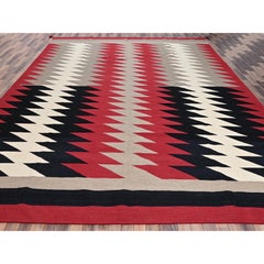 12'x15' Red Southwest Geometric Design Hand Woven Flat Weave Pure Wool XL Rug