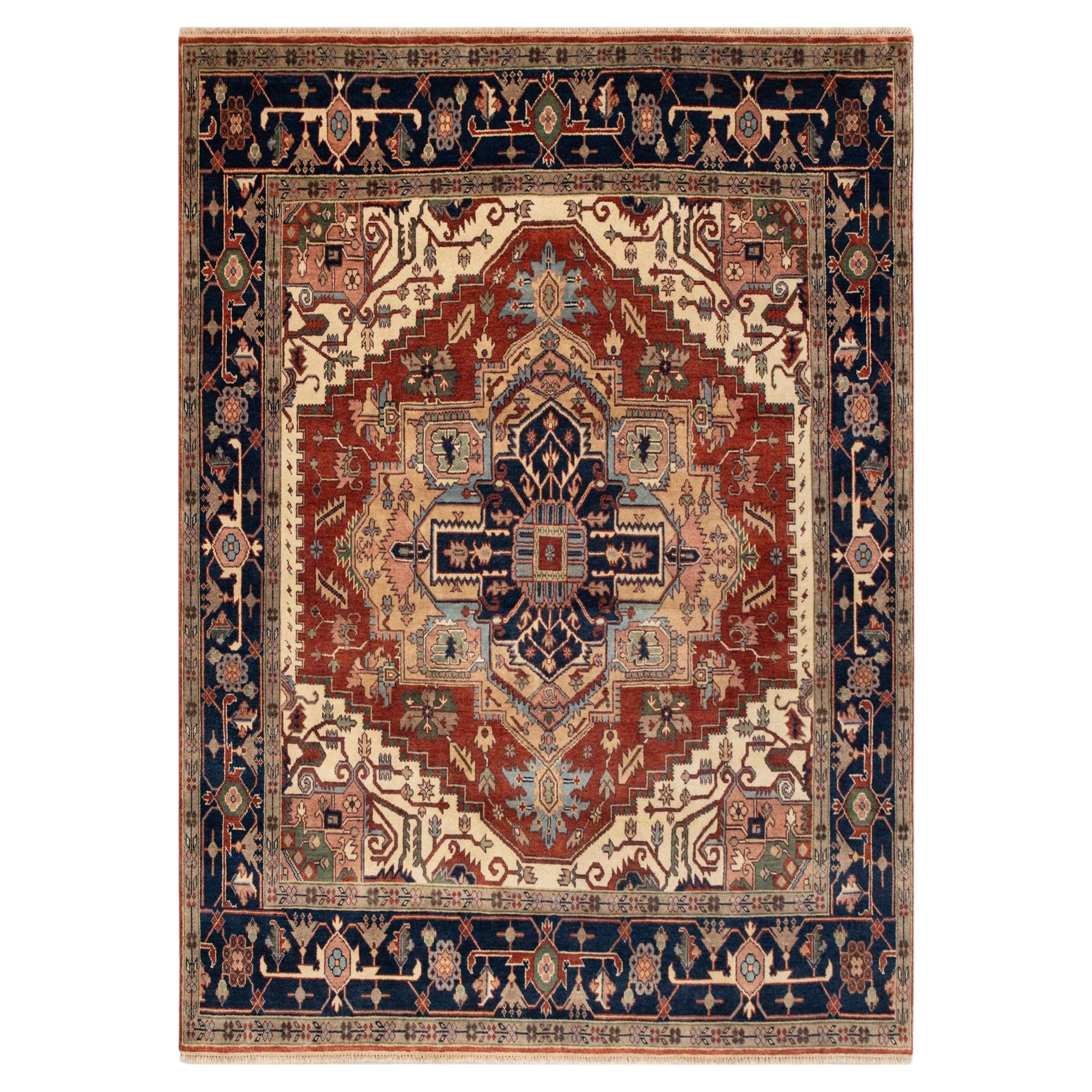 12x15 Rust Navy Fine Quality Hand Knotted Wool Rug ( MT - 21 ) For Sale