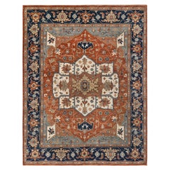 12x15 Rust Navy Serapi Persian Hand Knotted Wool Rug ( G-12867)