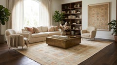 12x15 Serene Ivory & Pastel Modern Oushak Style Handmade Wool Rug