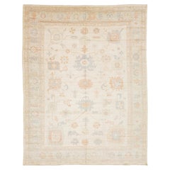 12x15 Serene Ivory & Pastel Modern Oushak Style Handmade Wool Rug