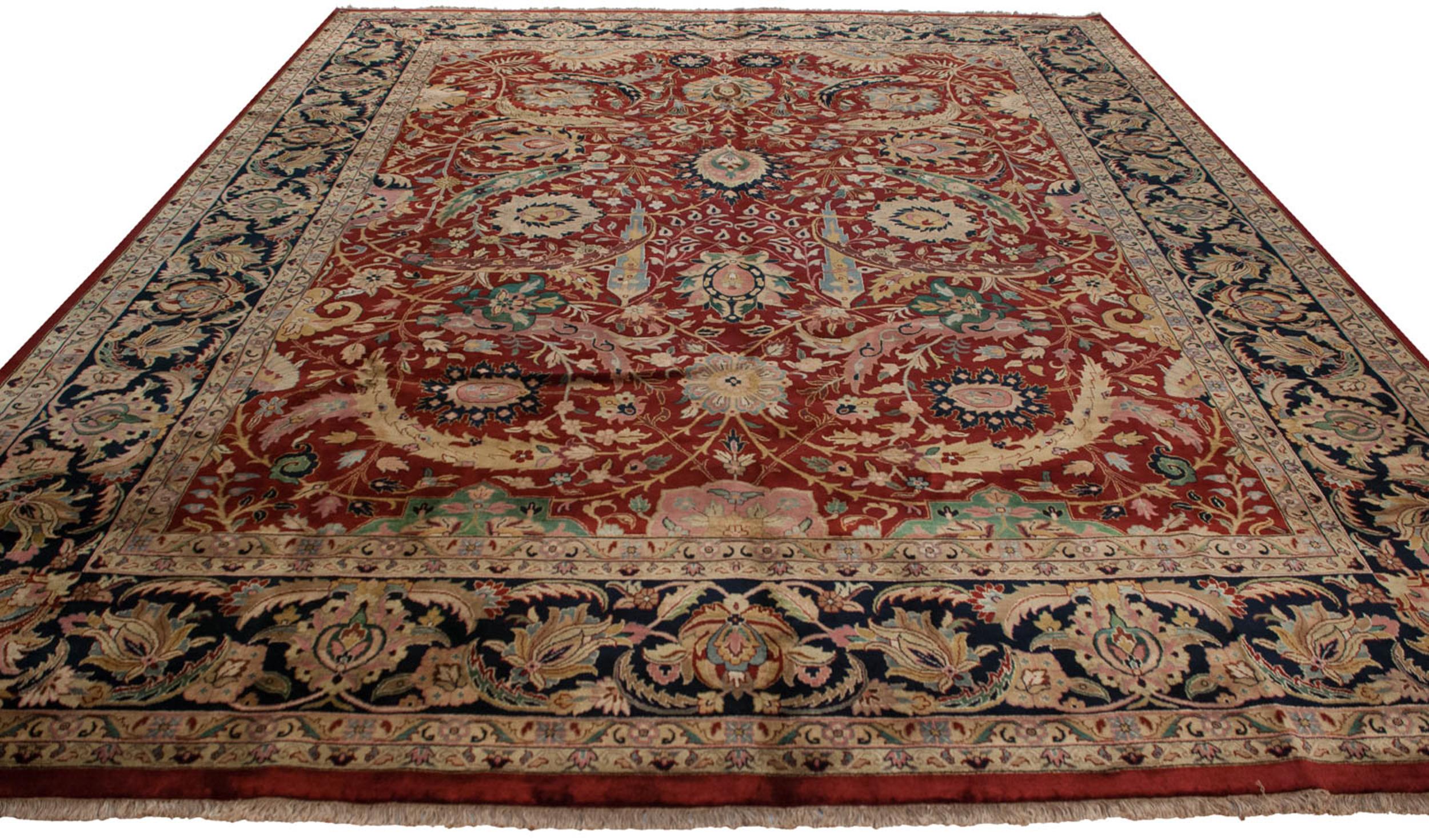 Hand-Knotted Vintage Indian Isfahan Design Carpet For Sale
