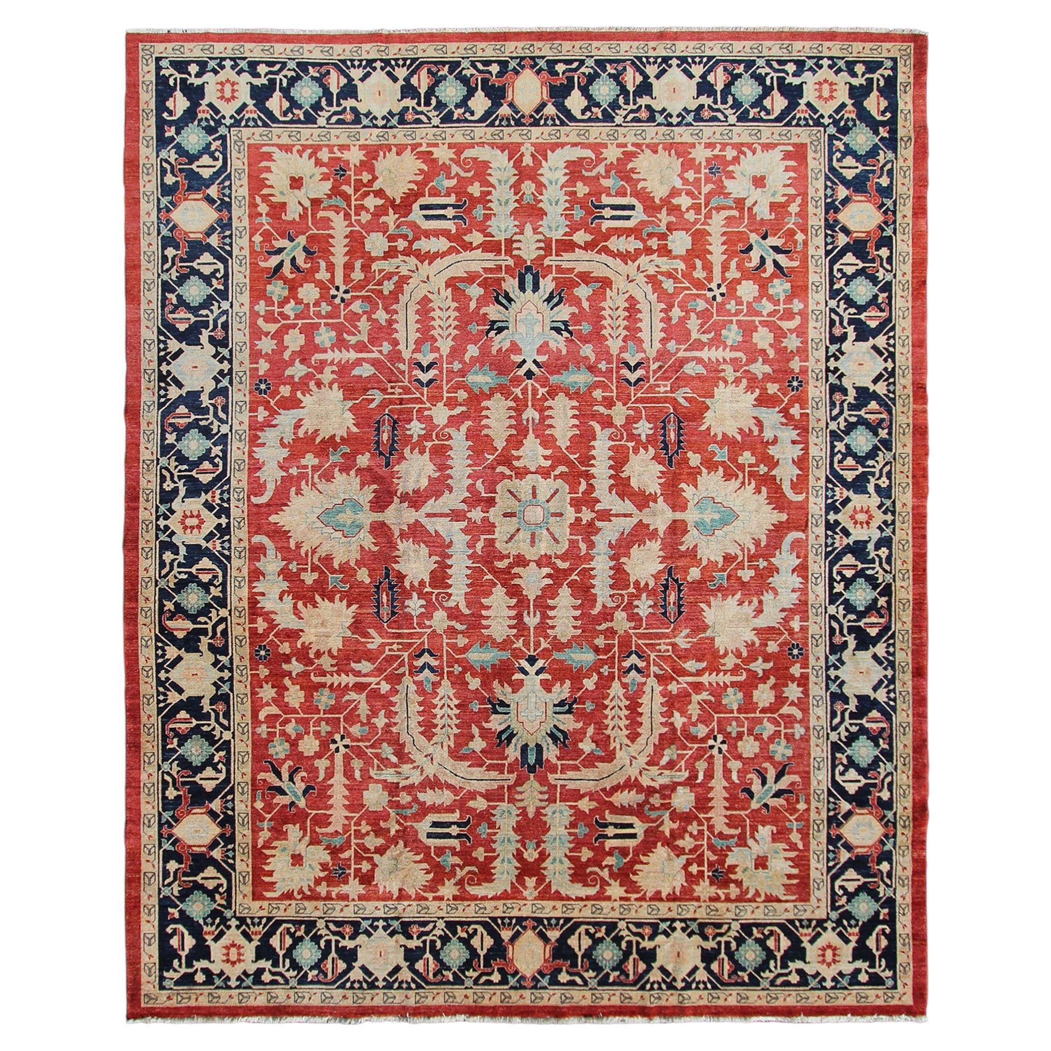 Alfombra turca Oushak vintage de 12x15, alta calidad, 345x442 cm, hacia 1960