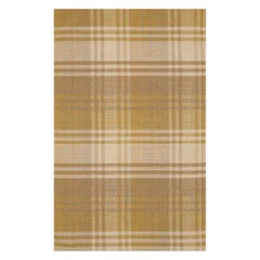 12x15 Yellow Hand-Knotted Wool Golden Plaid Weave Geometric Modern Carpet Rug
