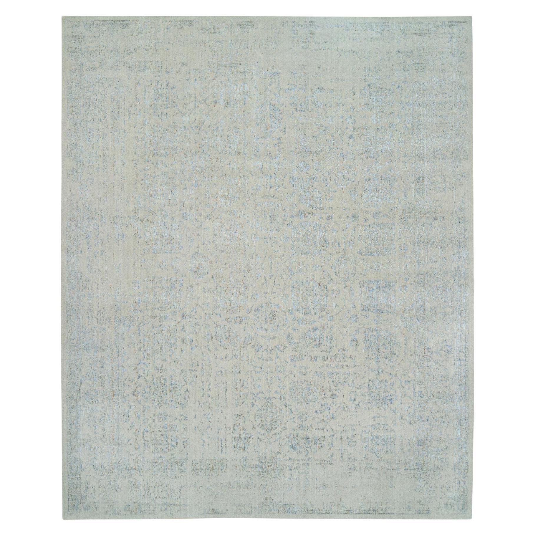 Tappeto oversize 12'x15'1" in lana e seta jacquard tessuta a mano con design Tabriz