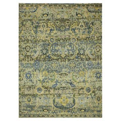 Tappeto XL verde di ispirazione persiana con disegno di uccelli annodato a mano in pura lana 12
x15
1"