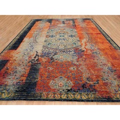 12'x15'1" Red, Ancient Ottoman Erased Design, Wool Hand Knotted Oversized Rug
