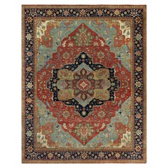 12'x15'1" Red Soft Wool Hand Knotted Antiqued Fine Heriz Re-Creation Rug