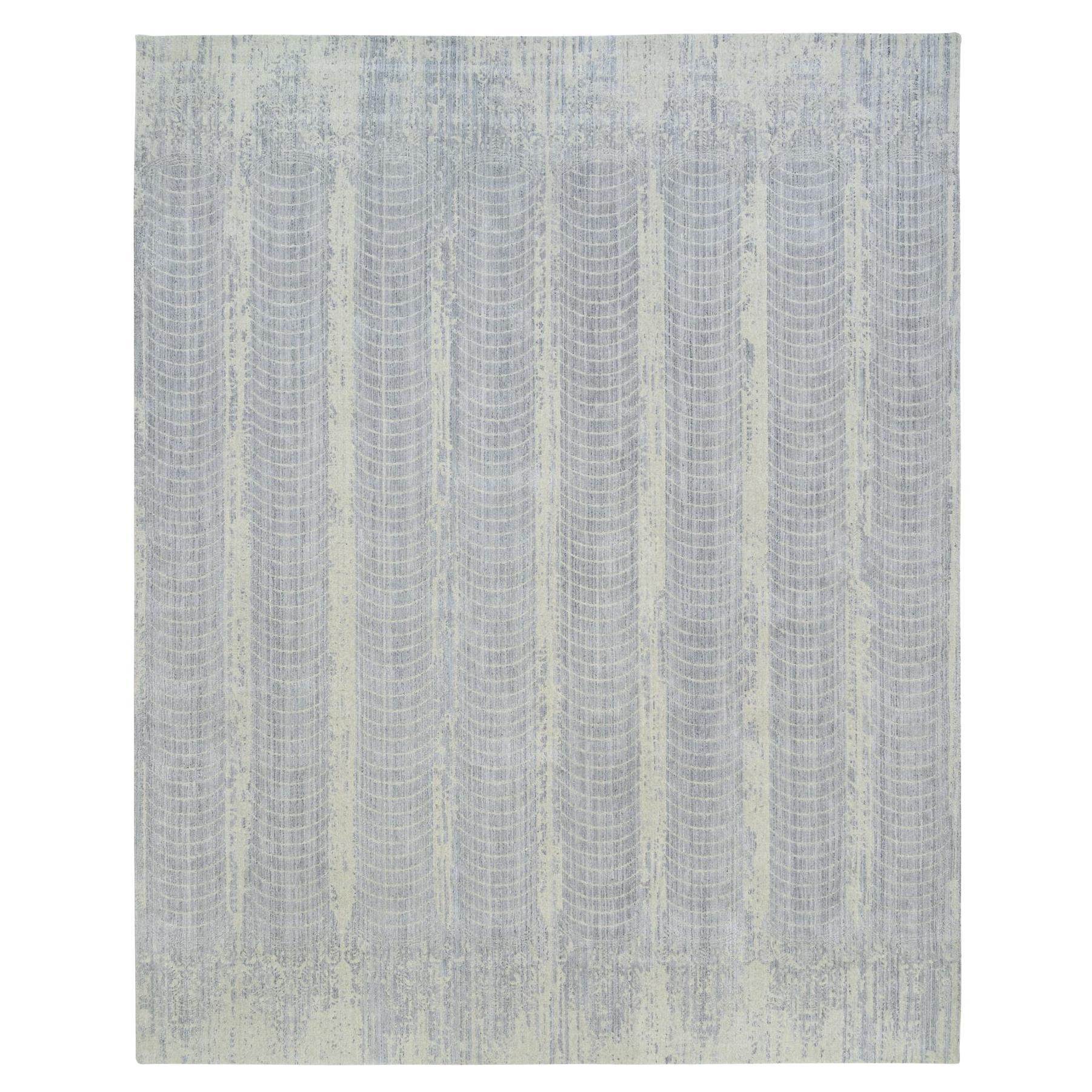 12
x15
2" Gray, Wool And Plant Based Silk, Jacquard Hand Loomed, Oversized, Rug For Sale