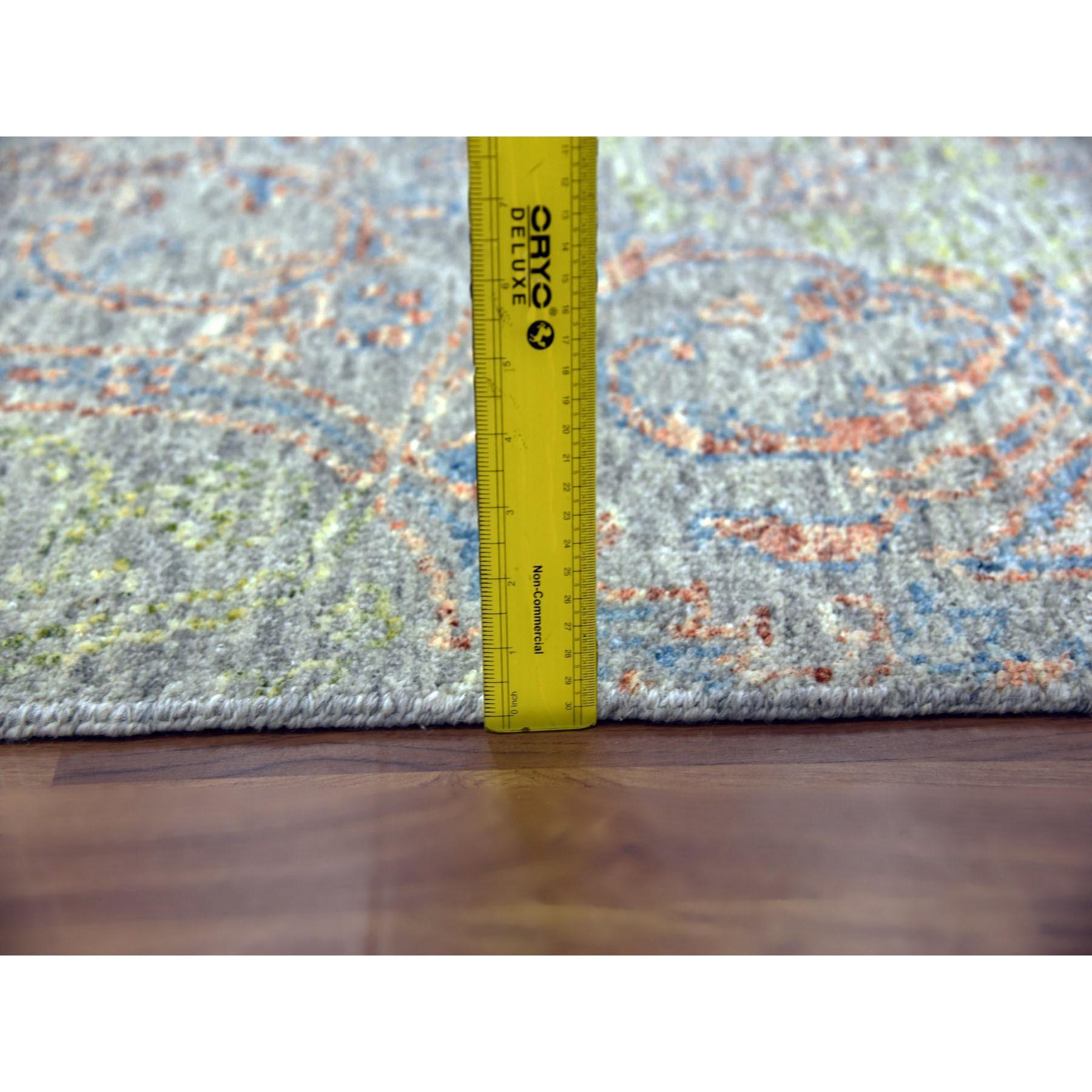 Tapis oriental noué à la main, vert, doux et luxueux ton sur ton 12'x15'2