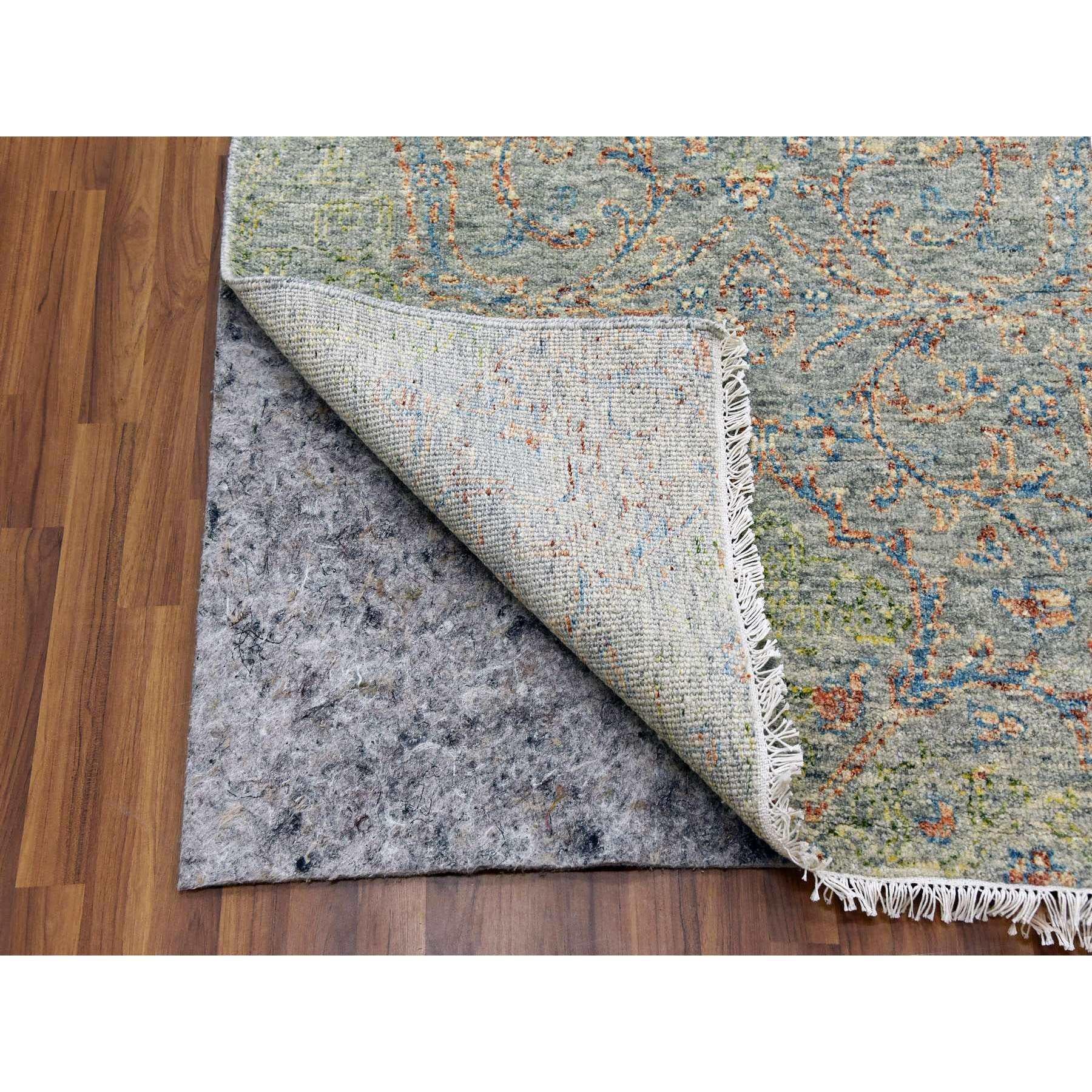 Indien Tapis oriental noué à la main, vert, doux et luxueux ton sur ton 12'x15'2