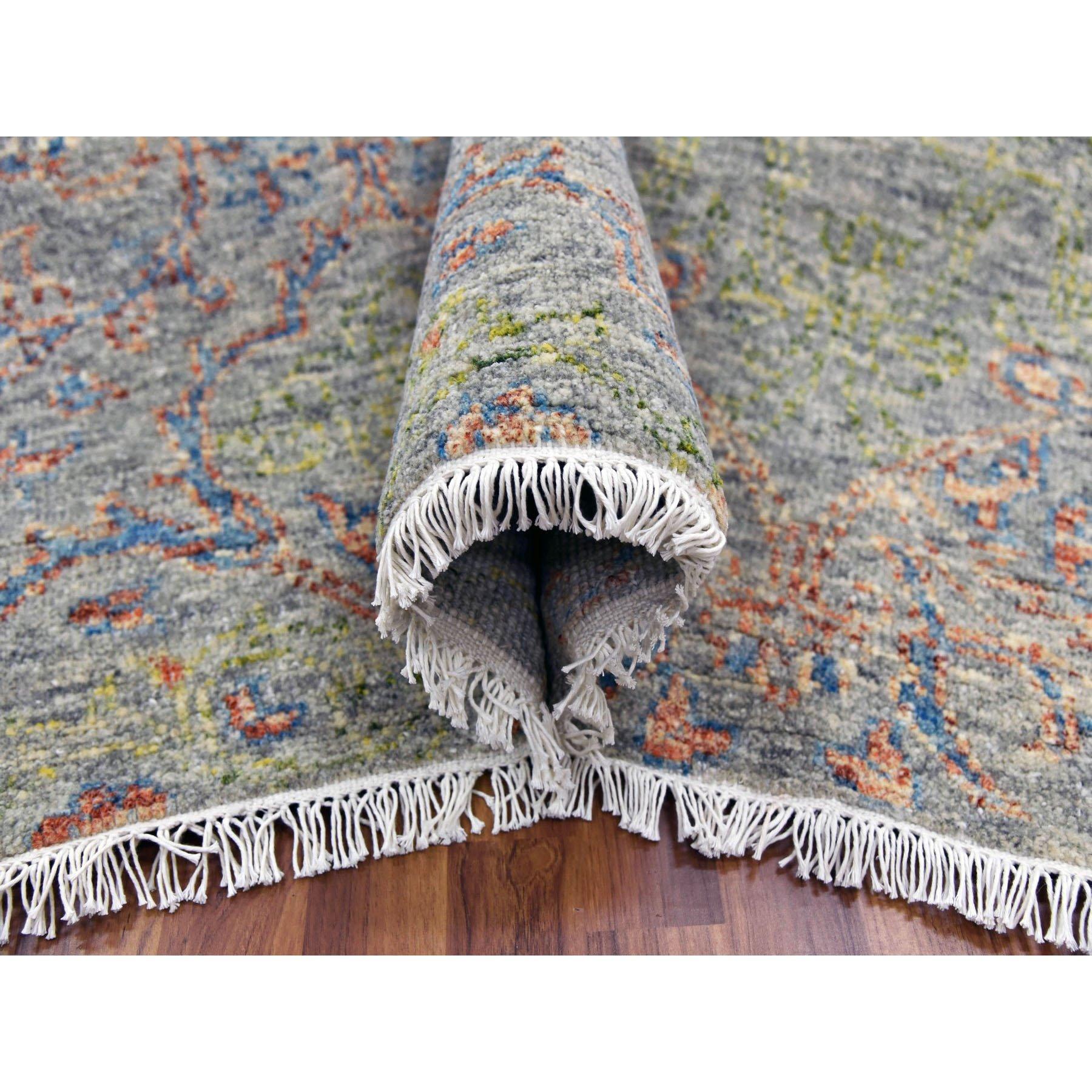 Noué à la main Tapis oriental noué à la main, vert, doux et luxueux ton sur ton 12'x15'2