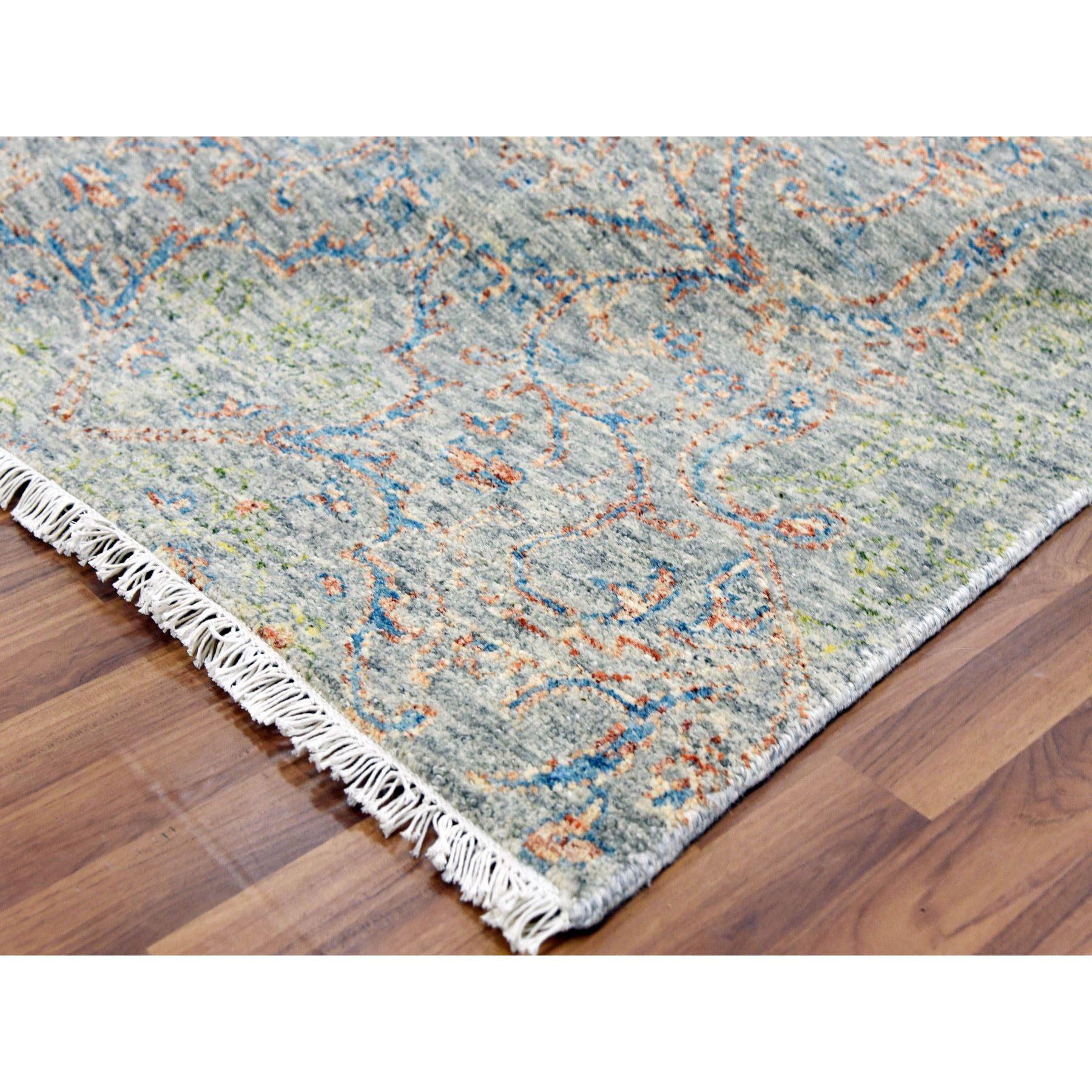 Tapis oriental noué à la main, vert, doux et luxueux ton sur ton 12'x15'2
