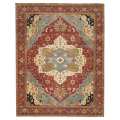 12'x15'2" Red Antiqued Fine Heriz Re-Creation Hand Knotted Wool Oversized Rug