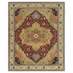 12'x15'2" Red Heriz Re-Creation Organic Wool Hand Knotted Oversize Oriental Rug