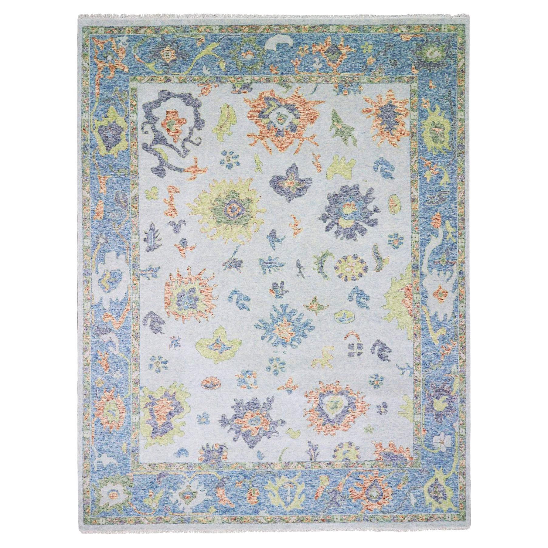 12'x15'3" Oushak Soft Oversize Wool annodato a mano con tinture naturaliOriental Rugs