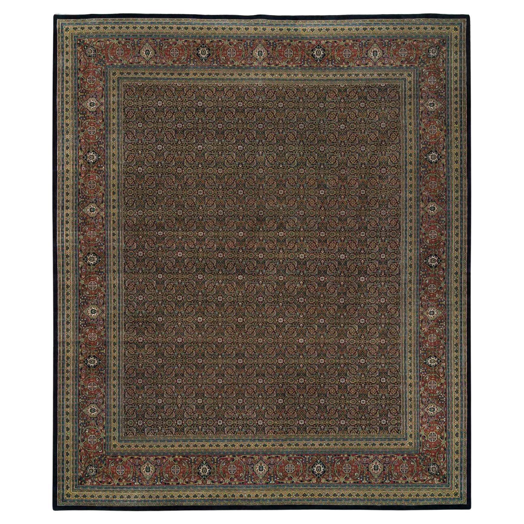 Tappeto sovradimensionato Sable Black Herrita Design 250 KPSI in lana annodata a mano 12'x15'3"