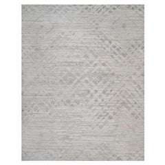 12'x15'3" Winter White Modern Design annodato a mano in lana naturale non colorata XL Rugs