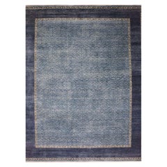 12'x15'4" Blue, Hand Knotted Modern Design, Pure Wool Oversized Oriental Rug