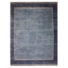 12'x15'4" Blue, Hand Knotted Modern Design, Pure Wool Oversized Oriental Rug