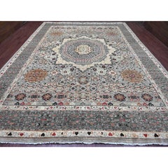 12'x15'4" Gray 14th Century Mamluk Dynasty Pattern Hand Knotted Pure Wool XL Rug