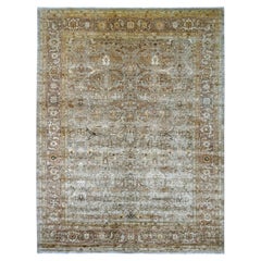 12'x15'4" Stone Gray Peshawar with Bijar Garus Design Hand Knotted Wool XL Rug