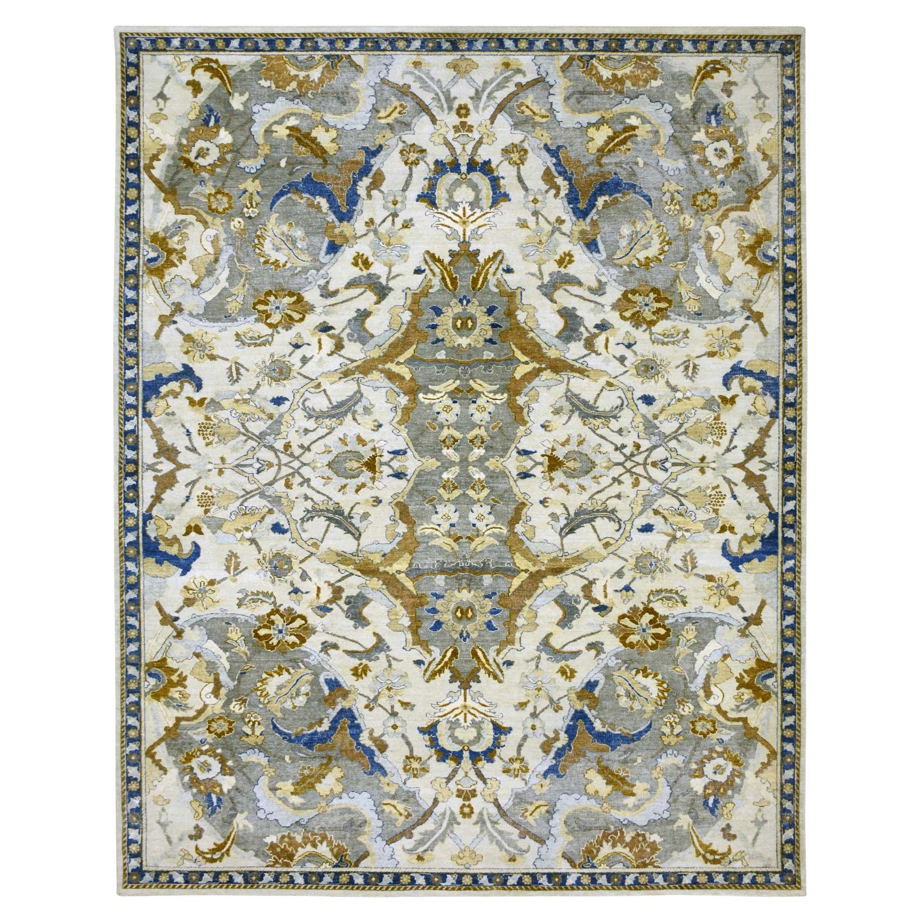 12
x15
5" Ivoire Perse Isphahan Inspired Design/One Tapis en pure laine noué à la main