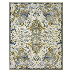 12'x15'5" Ivory Persian Isphahan InspiredÂ Design Hand Knotted Pure Wool Rug