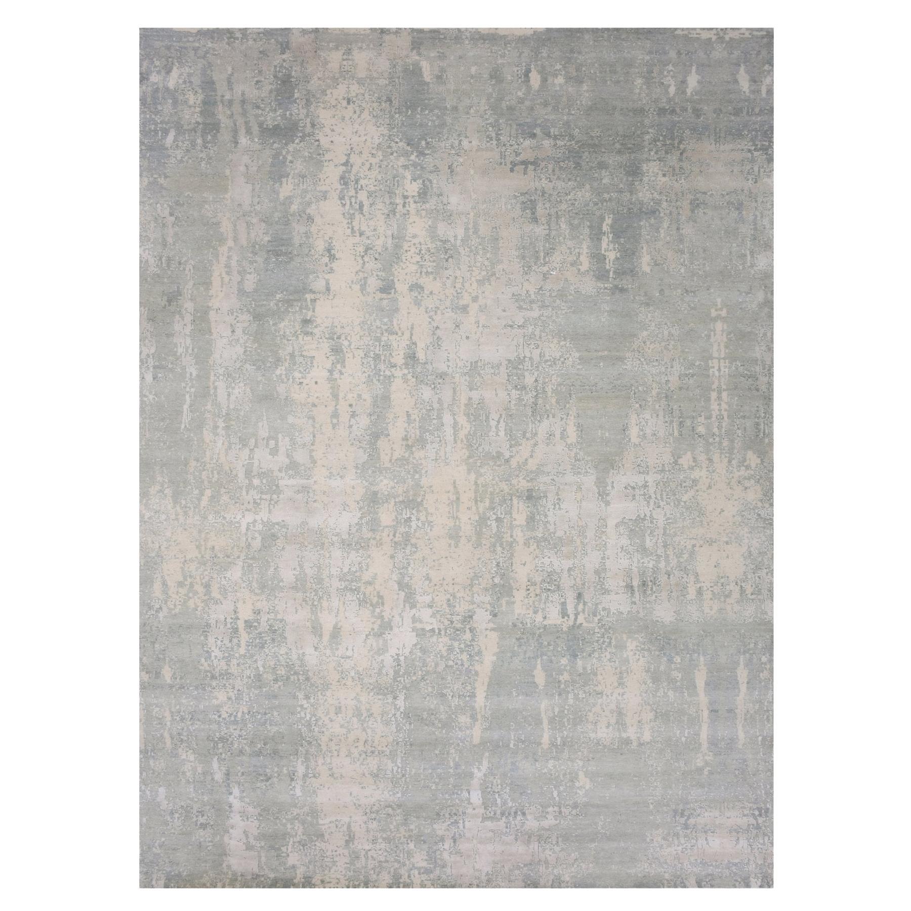 12
x15
6" Grigio Moderno Design Astratto Lana e Seta Annodato a Mano Tappeto Oversize
