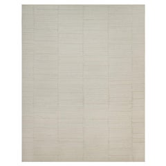12'x15'6" Ivory Hand Knotted Modern Piled Flat Weave Pure Wool XL Rug