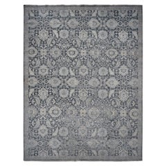 12'x15'8" Ash Gray Hand Knotted Oushak Influence Silk with Wool Oversized Rug