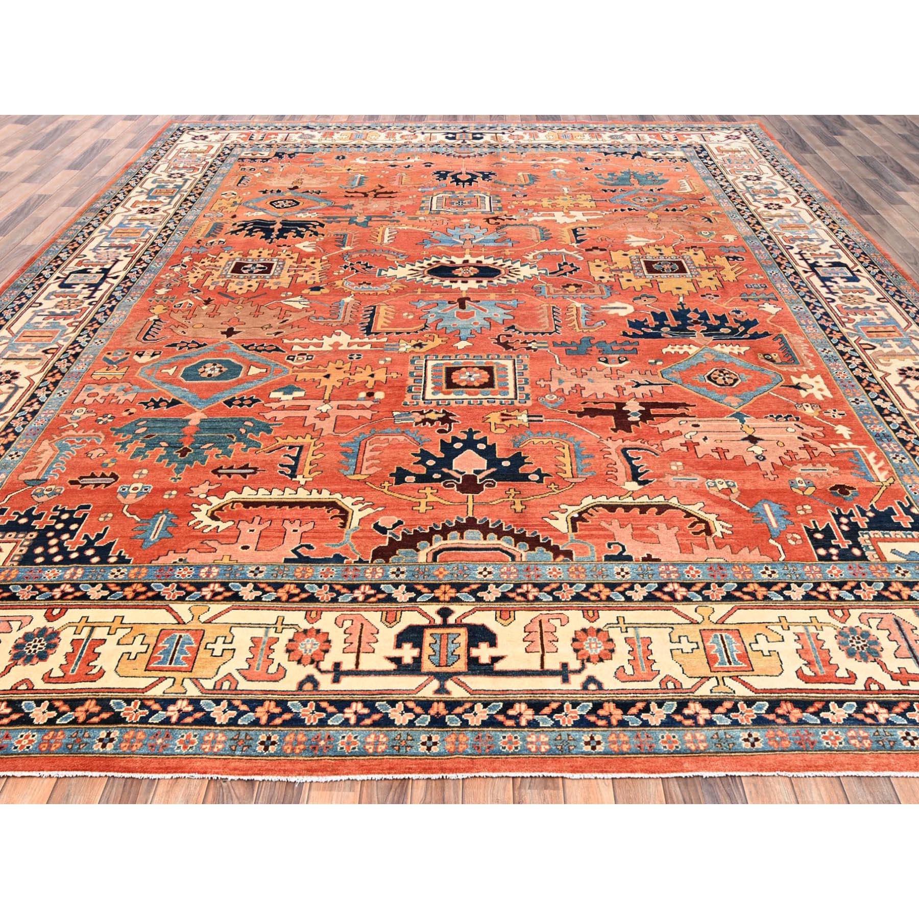 Korallenfarben, Afghan Peshawar mit Heriz All Over Design, handgeknüpft, weiche Wolle, dicht gewebt, XL, überdimensional, Orientteppich
Primäre MATERIALIEN: Wolle
Latex: Kein Flor 
Höhe: 0,25 Zoll
Stil: Traditionell
Grundfarbe: Orange
Sekundäre