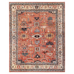 12
x15
9" Koralle Farbe Peshawar Heriz All Over Design Hand geknüpft Wolle XL Teppich