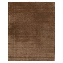 12x16 Apadana's Modern Gabbeh Hand-Loom Wool Area Rug In Chestnut Brown