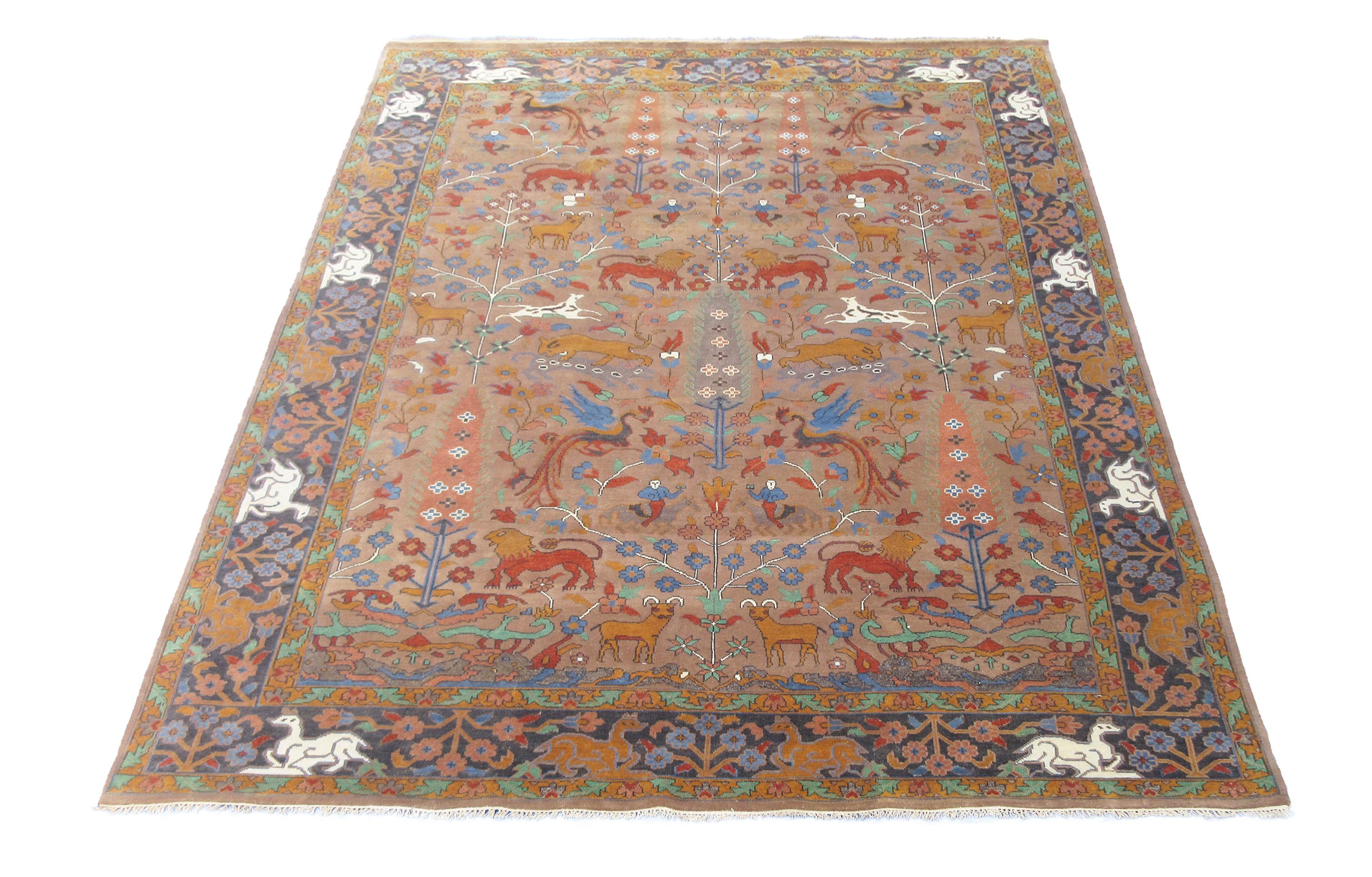 Modern Birds & Lions Design Rug For Sale