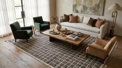 12x16 Brown Modern Moroccan Style Grid Hand-Knotted Wool Area Rug