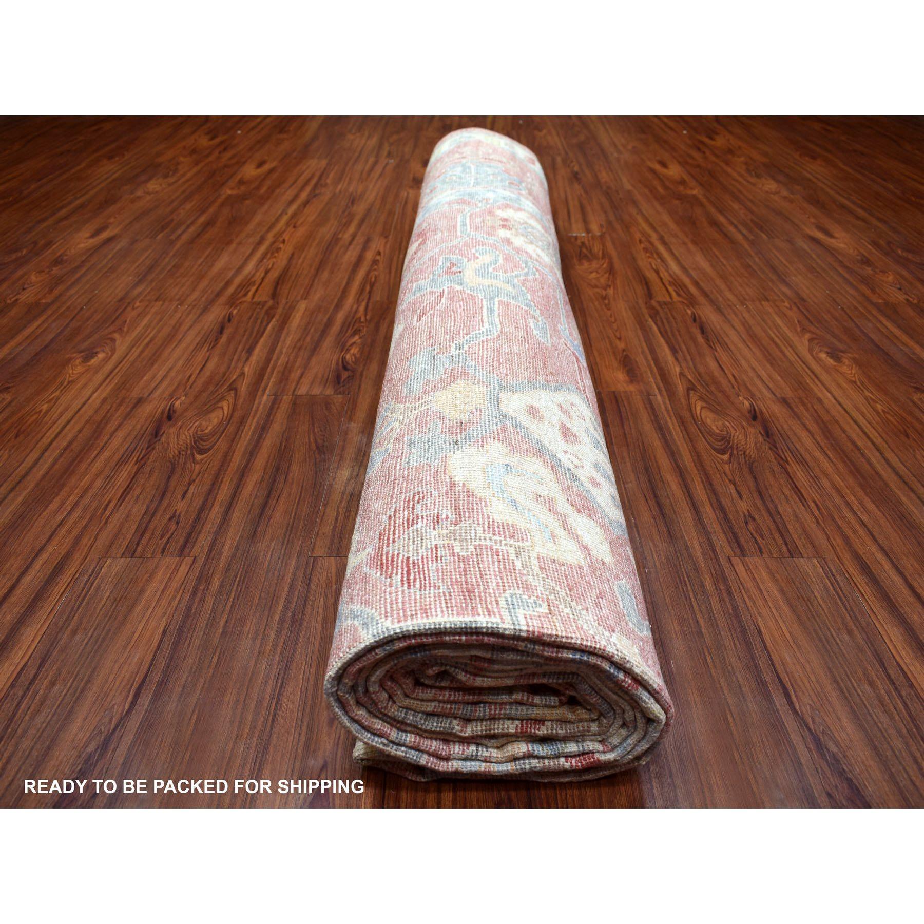 Tappeto orientale in lana annodata a mano 12'x16' Red Afghan Angora Ushak All Over Motifs in vendita 2