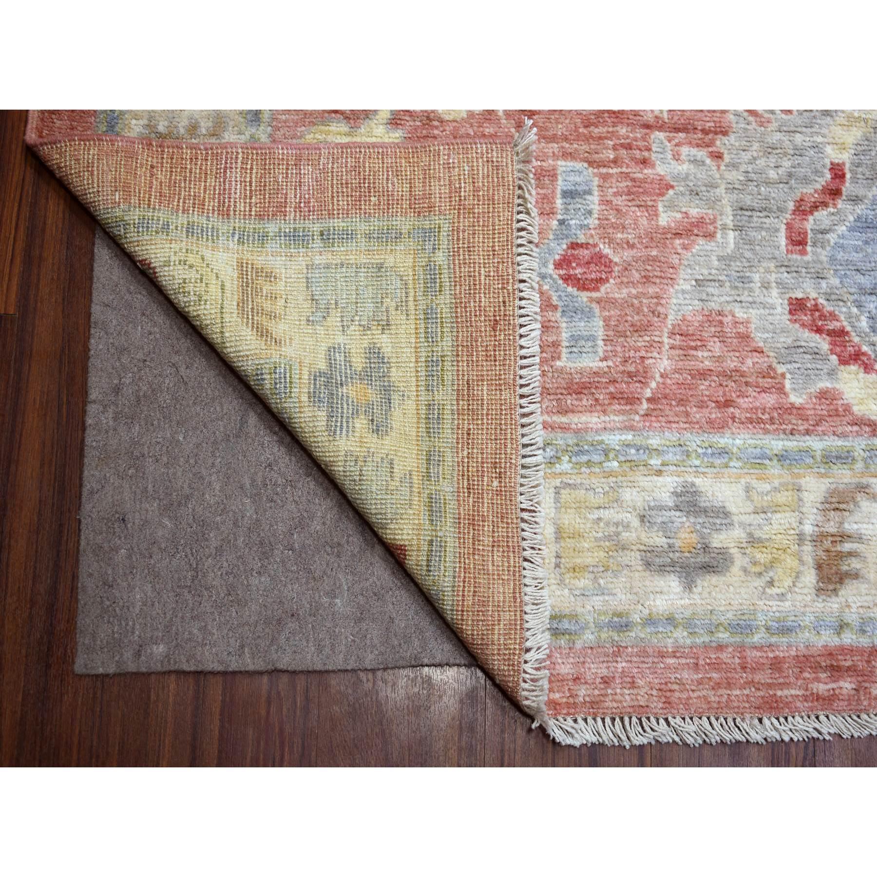 Annodato a mano Tappeto orientale in lana annodata a mano 12'x16' Red Afghan Angora Ushak All Over Motifs in vendita