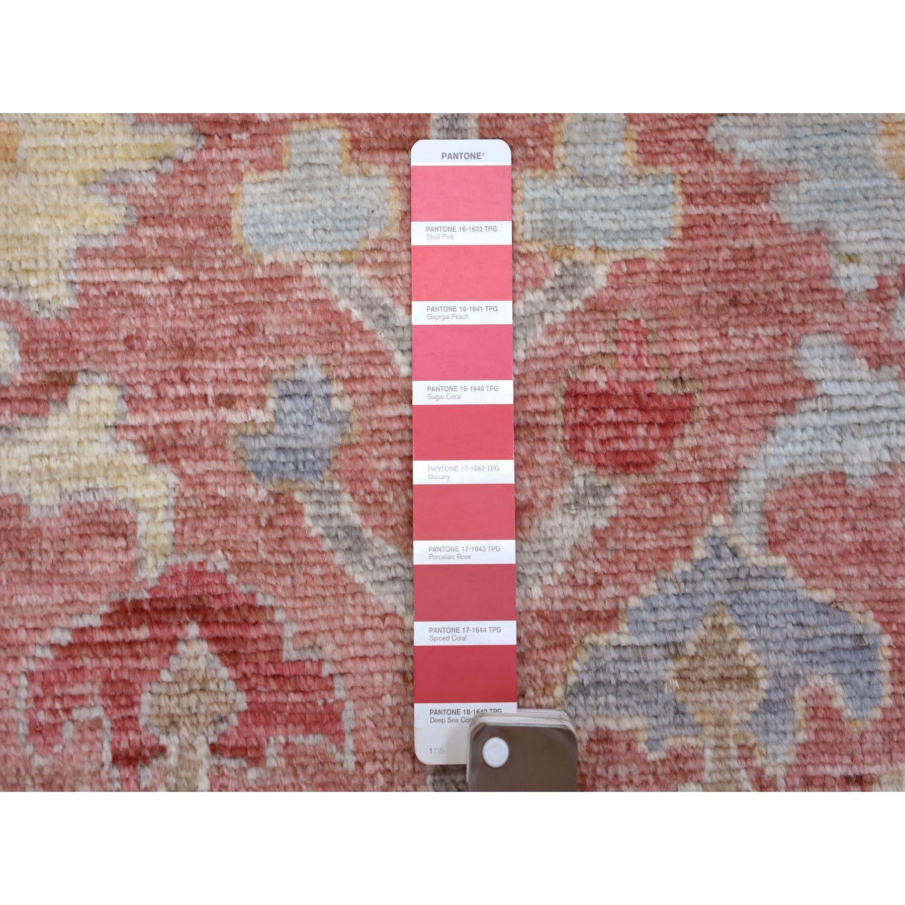 Lana Tappeto orientale in lana annodata a mano 12'x16' Red Afghan Angora Ushak All Over Motifs in vendita