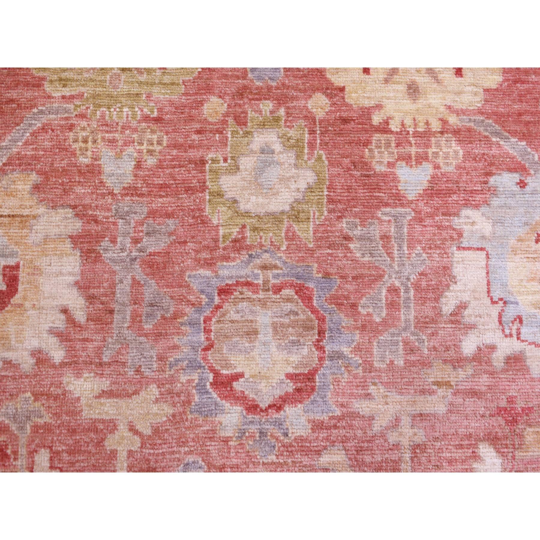 Tappeto orientale in lana annodata a mano 12'x16' Red Afghan Angora Ushak All Over Motifs in vendita 1