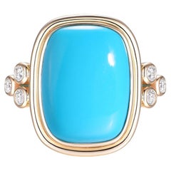 12X16MM Turquoise Cabochon Ring in 14K Yellow Gold
