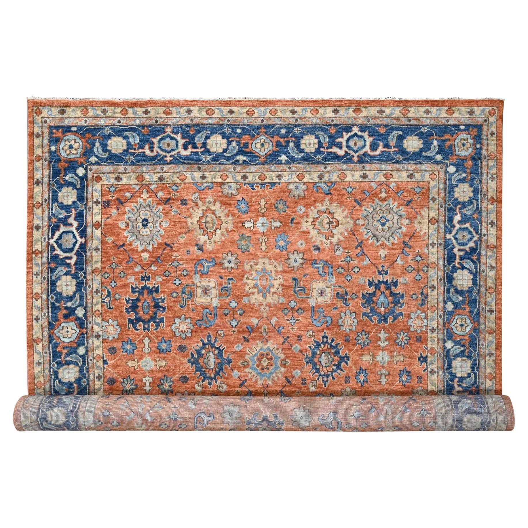 12'x17'10" Knockout Orange Mahal Design Wool Hand Knotted Oversized Oriental Rug For Sale